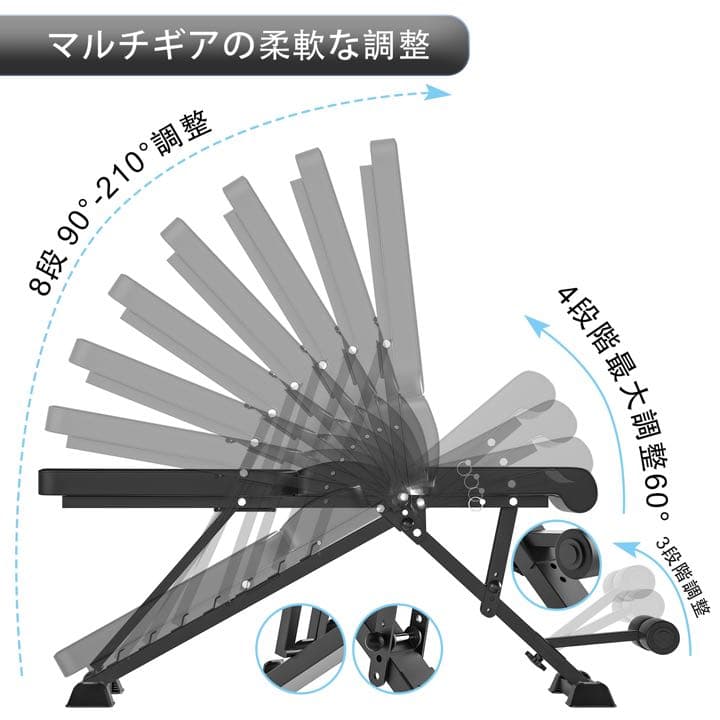 トレーニングベンチ フラットインクラインベンチ デクライン 折りたたみ式