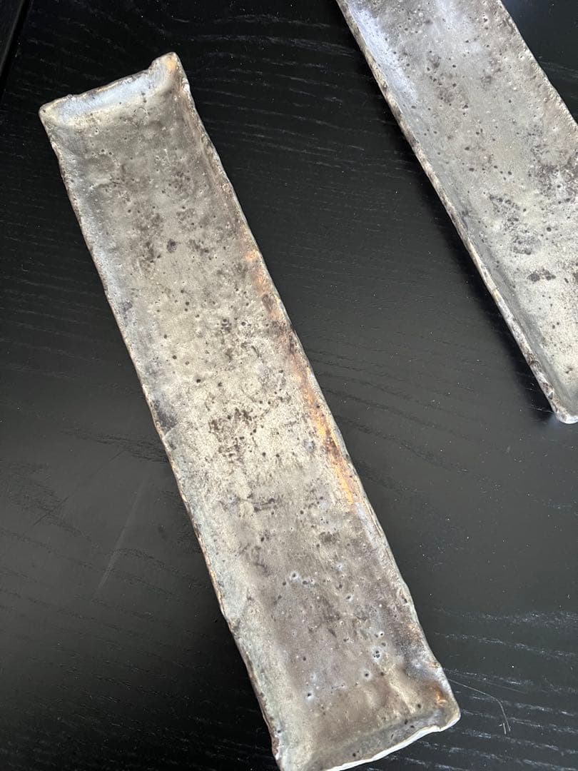 谷井直人　銀彩シルバー×黒 長皿（細）　希少　限定レア　(印Aテープあり)