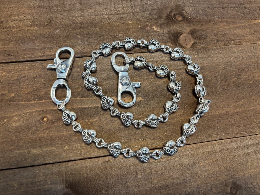 バイカー必須　ウォレット用ハート型　シルバーチェーン　TYPE3　QBKB001