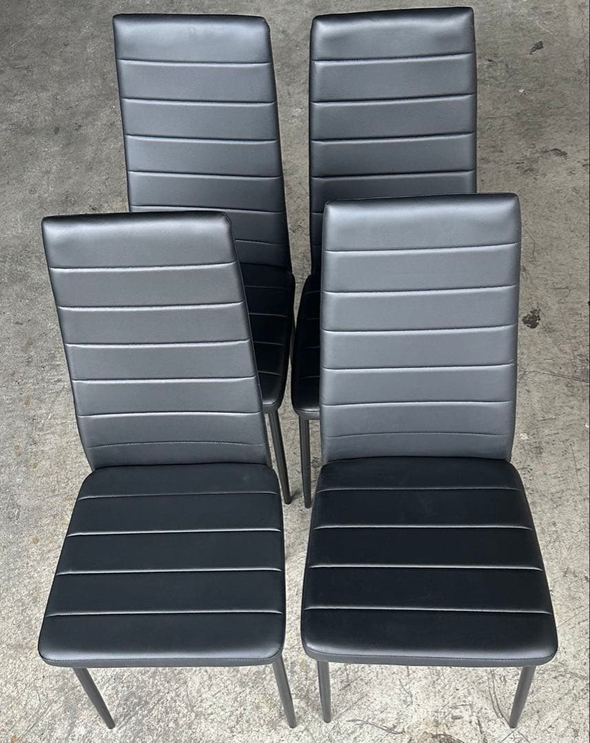 ダイニングチェア レザー 食卓椅子 北欧 リビングチェアブラック　4脚セット