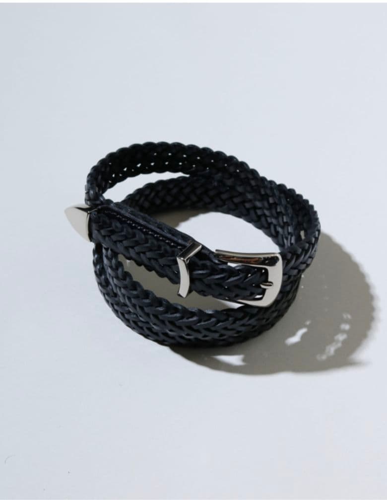 MBハイエンドレザー ナローメッシュベルト（シルバー）