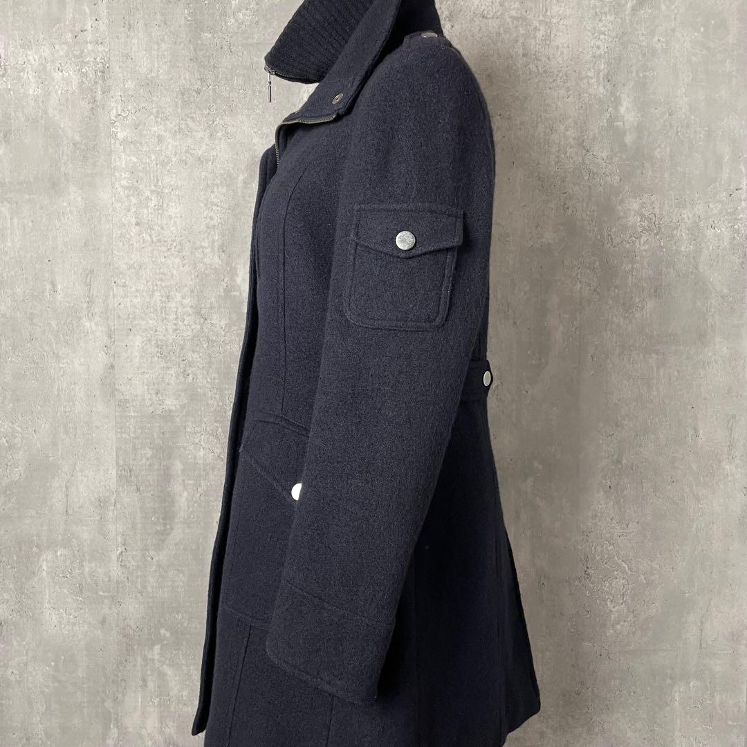 【美品】MAXMARA ライナー付き レイヤード ウール スタンドカラー コート