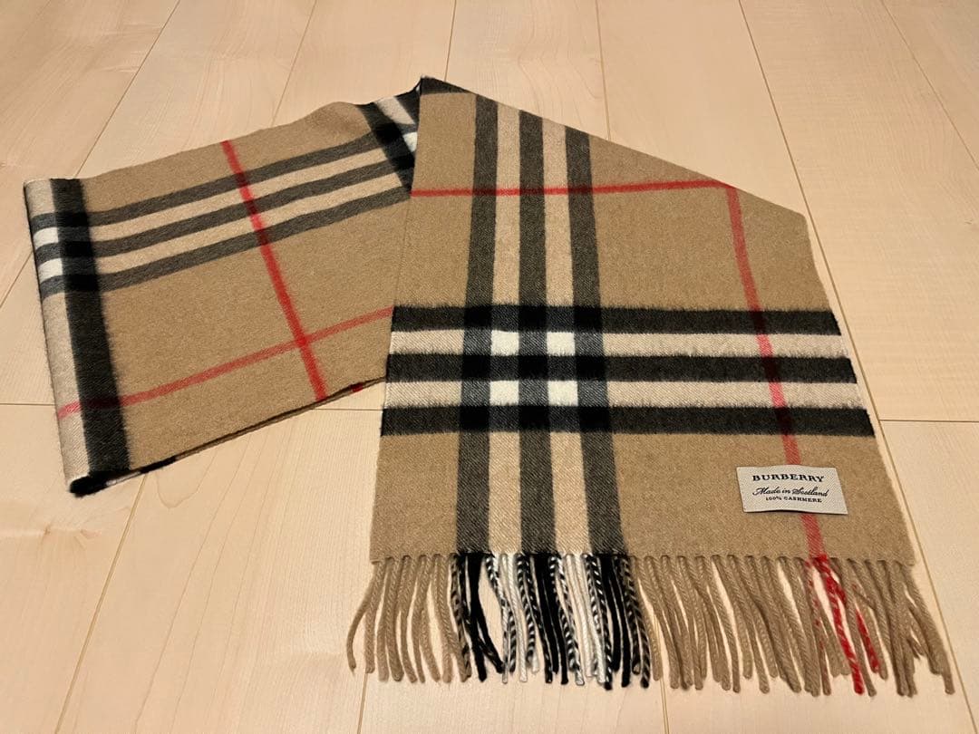 BURBERRY　バーバリー　マフラー　カシミア100％ キャメル　未使用に近い