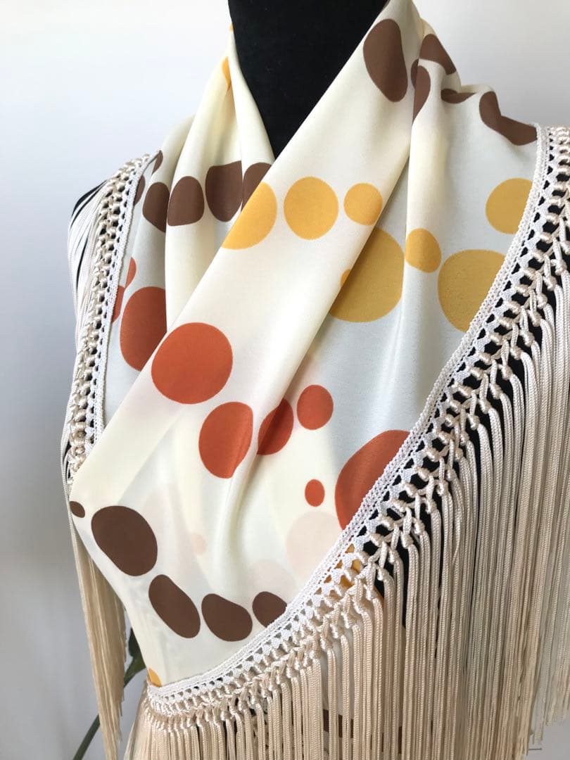 フラメンコ マントンシージョ オフホワイトランダム水玉xオクリームフレコ