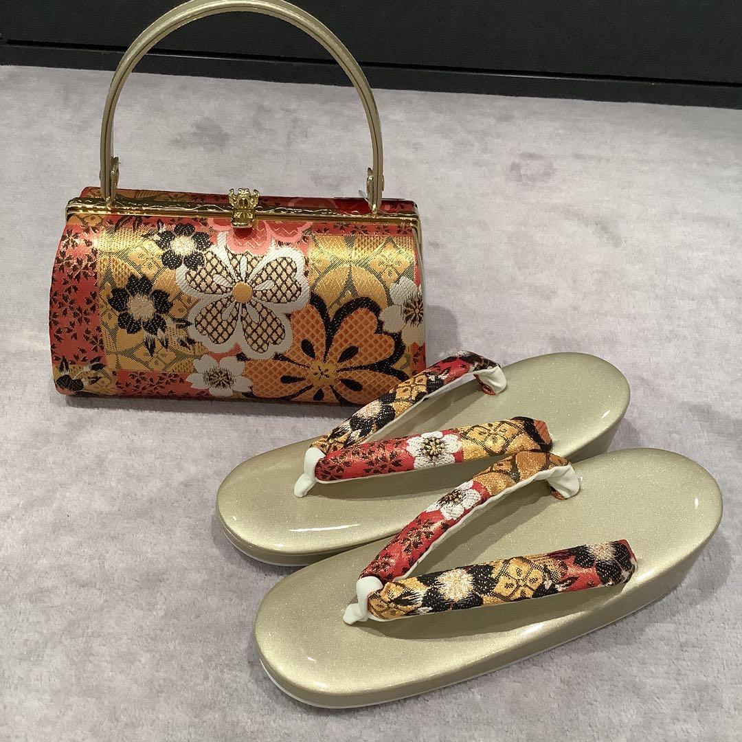 花柄バッグ　草履　セット　成人式の振袖・着物に！　※新品未使用品