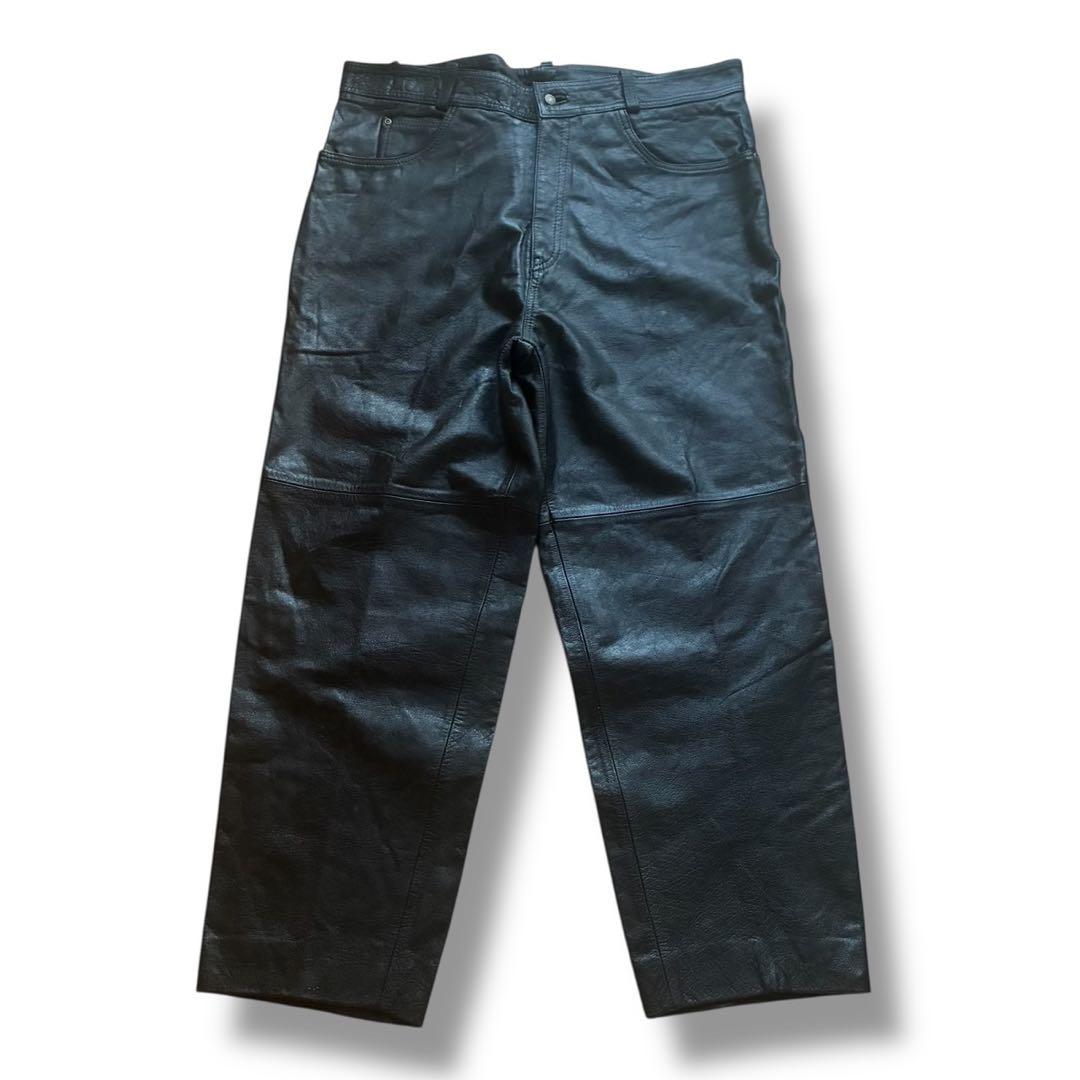 【週末限定セール！】本革 バギーパンツ レザーパンツ VINTAGE