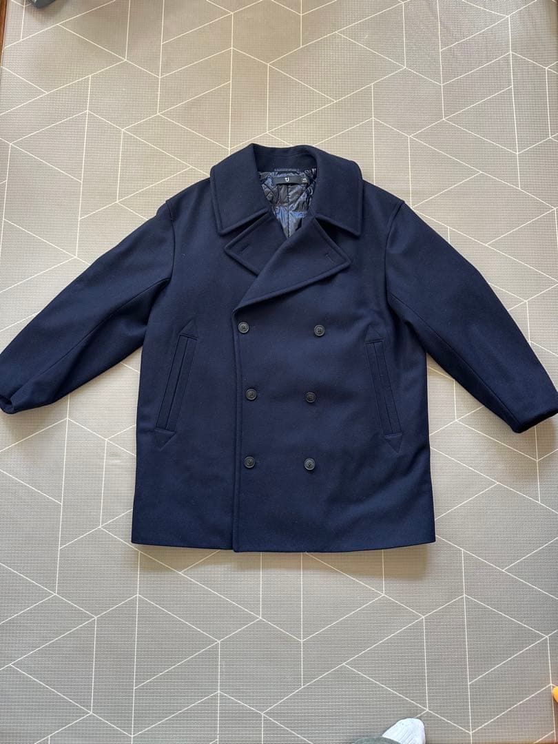 UNIQLO＋J ネイビー ダブルブレストピーコート