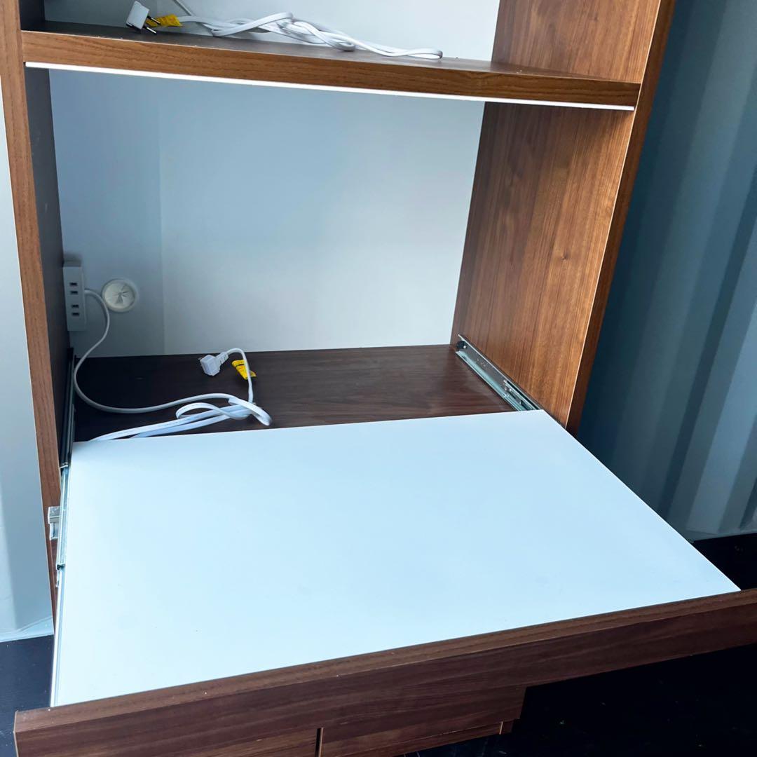 取付無料！クラフト古賀 北欧風ナチュラルウォールナット調キッチンボード 食器棚✨