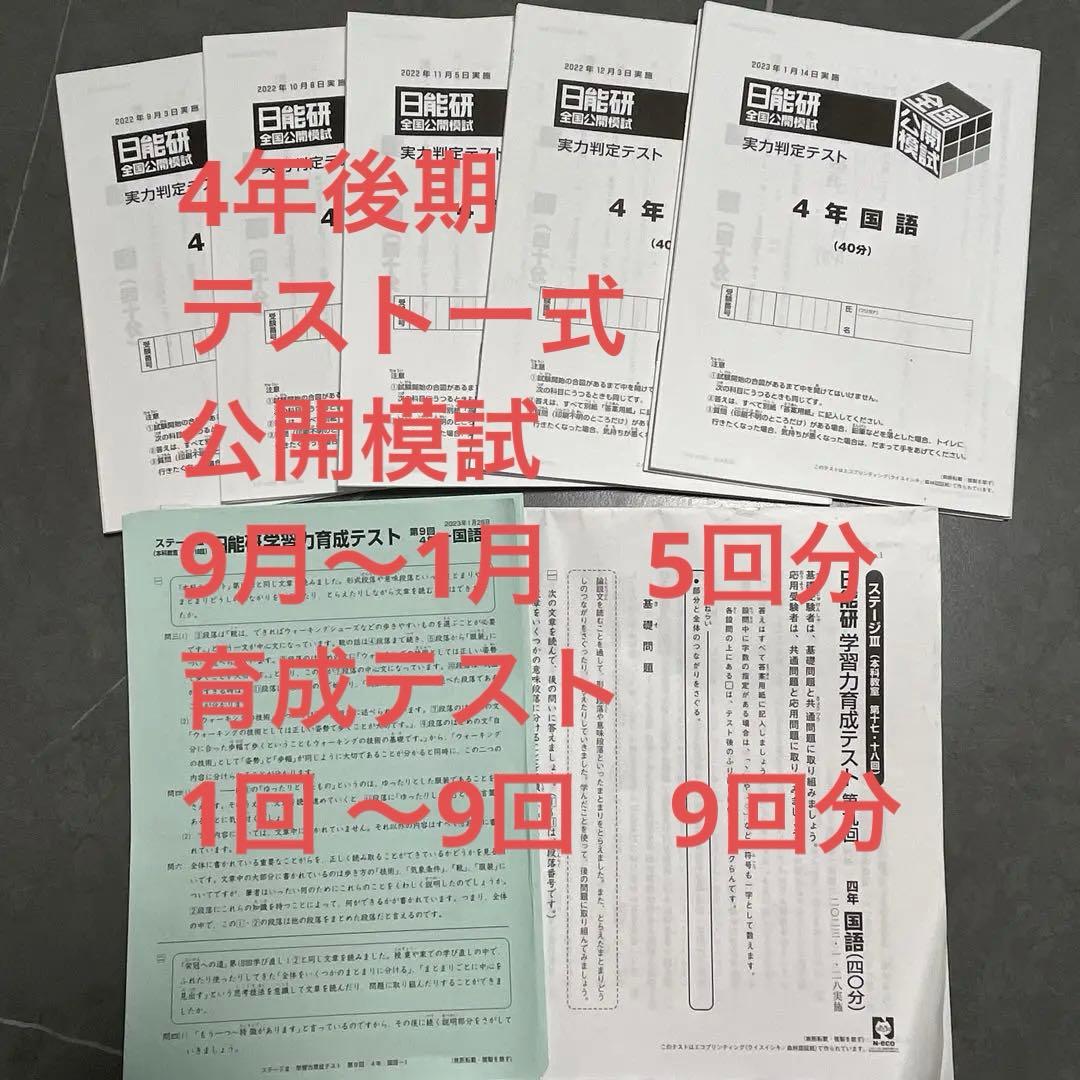 日能研 4年後期 公開模試 育成テスト 国語/算数/理科/社会 全セット