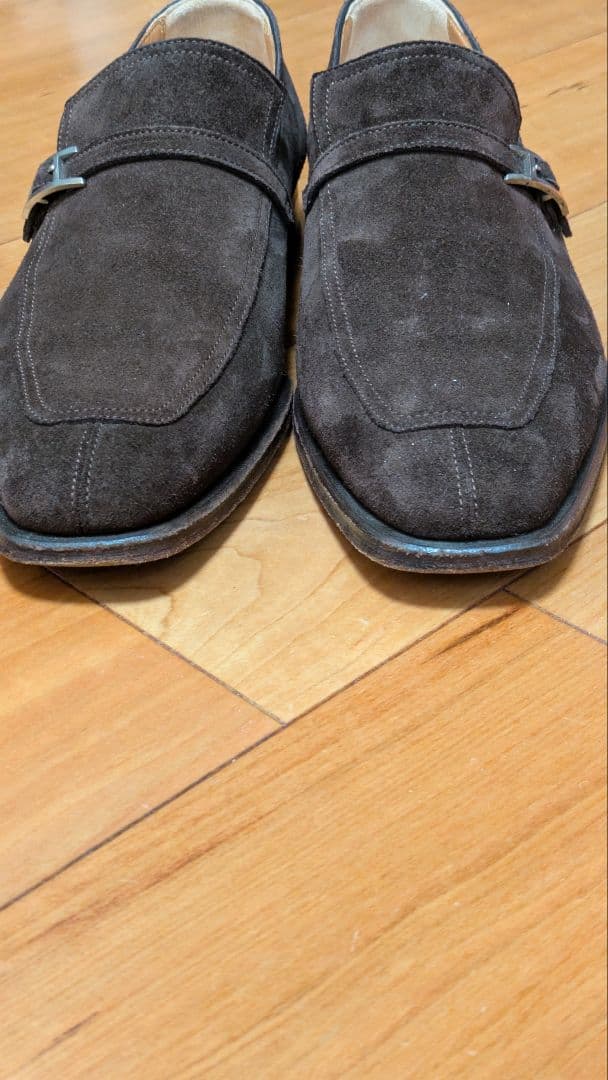 HERMES　エルメス　ダークブラウン スエード バックルローファー