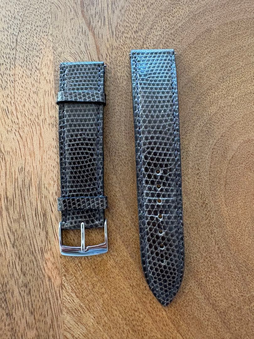 【美品】ジャンクロードペラン（JCペラン）時計ベルト　リザード　レベルソ　グレー