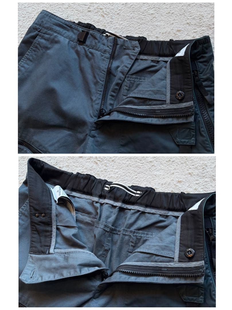 【激レア】ストーンアイランド カーゴパンツ ロゴ パッチワーク 再構築 ブルー系