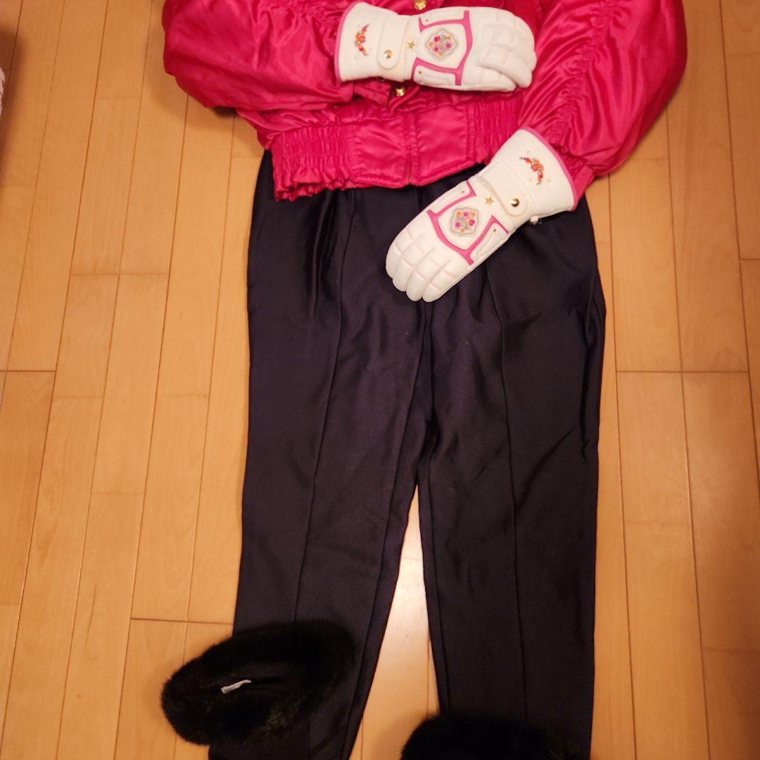 デサントレディーズスキーウエア　フード付　ツナギ　レッグカバー　グローブ