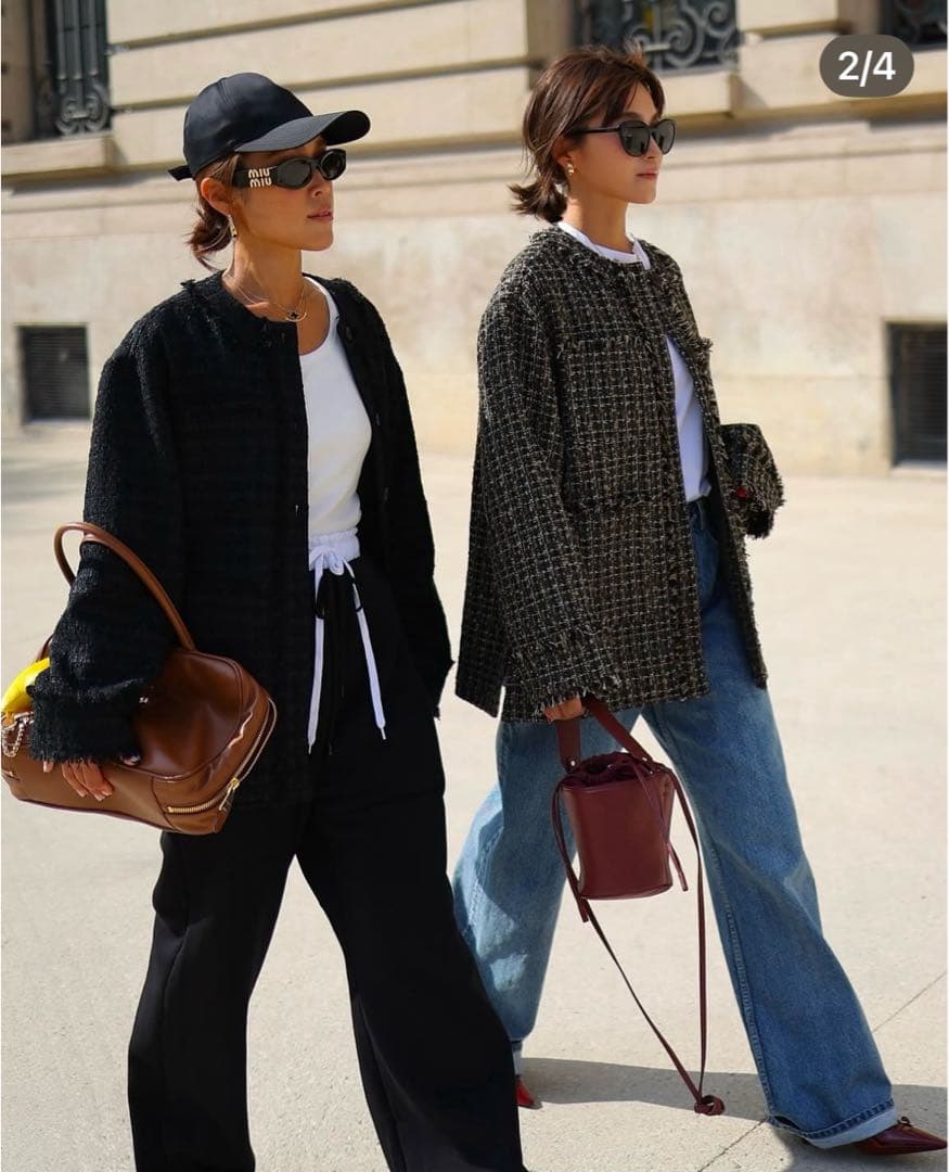 あおりんご　gypsohila ツィードノーカラージャケット