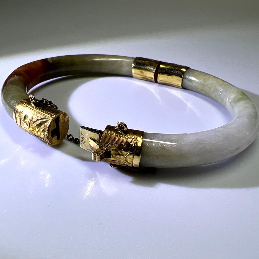 14K刻印　翡翠バングル　31g 東Y8-0109☆2Fトヒチサ