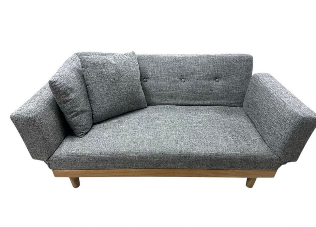 2人掛けソファ LOWYA ロウヤソファベッド天然木脚ファブリックソファー(S)