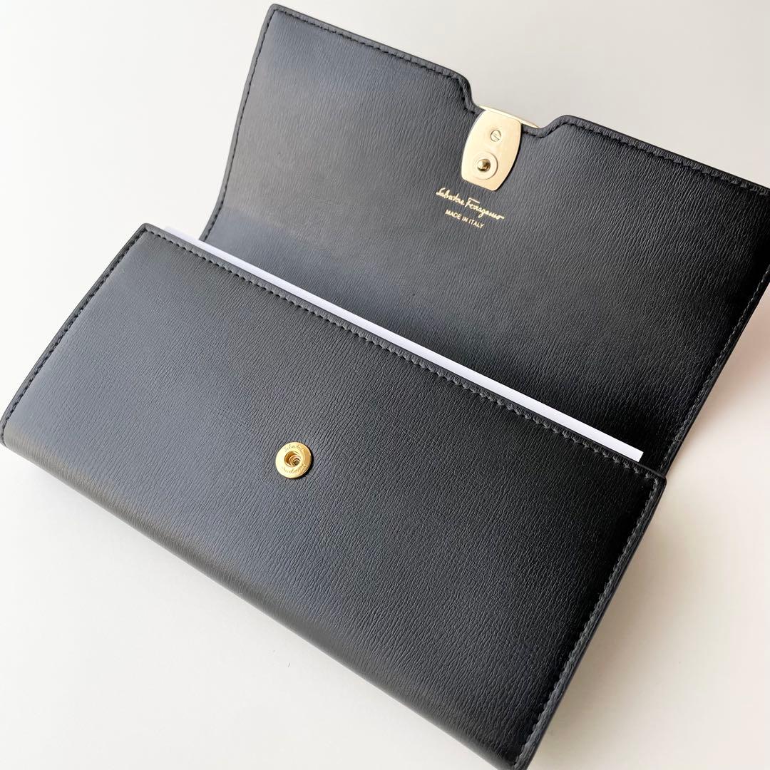 Ferragamo フェラガモ ヴァラリボン 長財布 ブラック レザー 新品