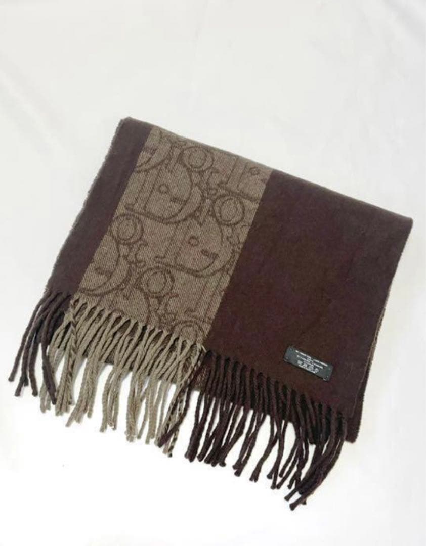 高級 人気 クリスチャンディオール トロッター フリンジ カシミア混マフラー