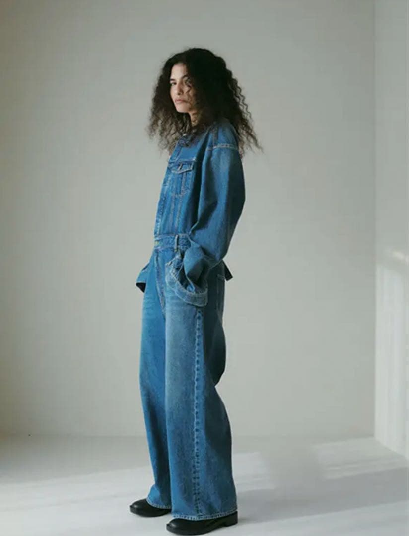 ETRE TOKYO カットオフネックデニムオールインワン - BLUE