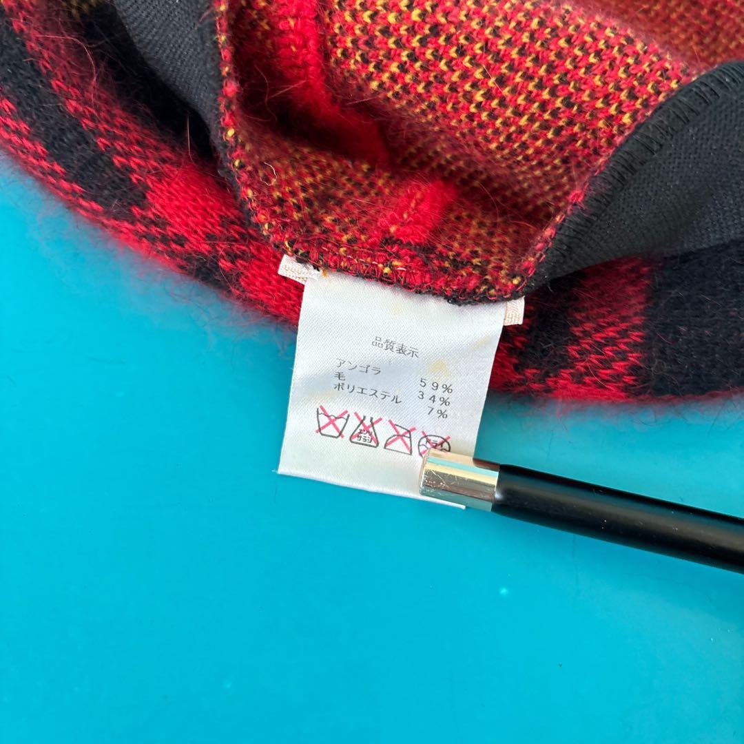 ヴィヴィアンウエストウッド　赤と黒のチェック アンゴラベレー帽　A13