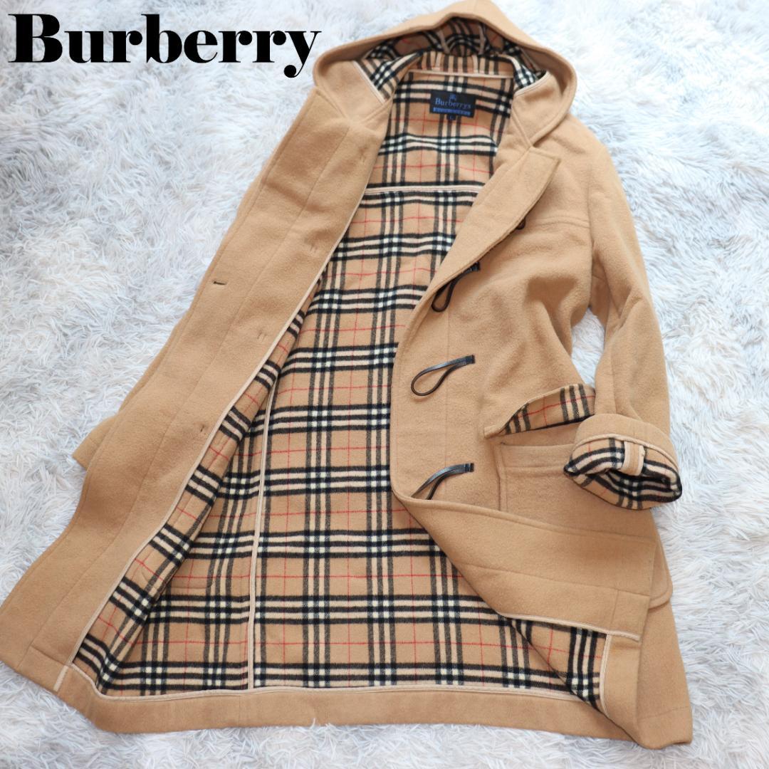 ✨バーバリー✨ロングダッフルコート　ベージュ　ノバチェック　ウール　サイズＬ