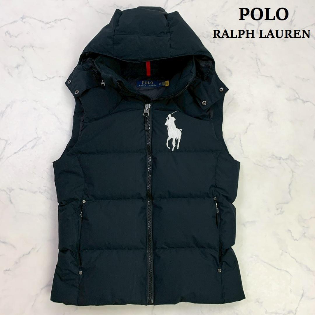 美品★ポロラルフローレン ダウンベスト ビッグポニー ブラック XS　E094