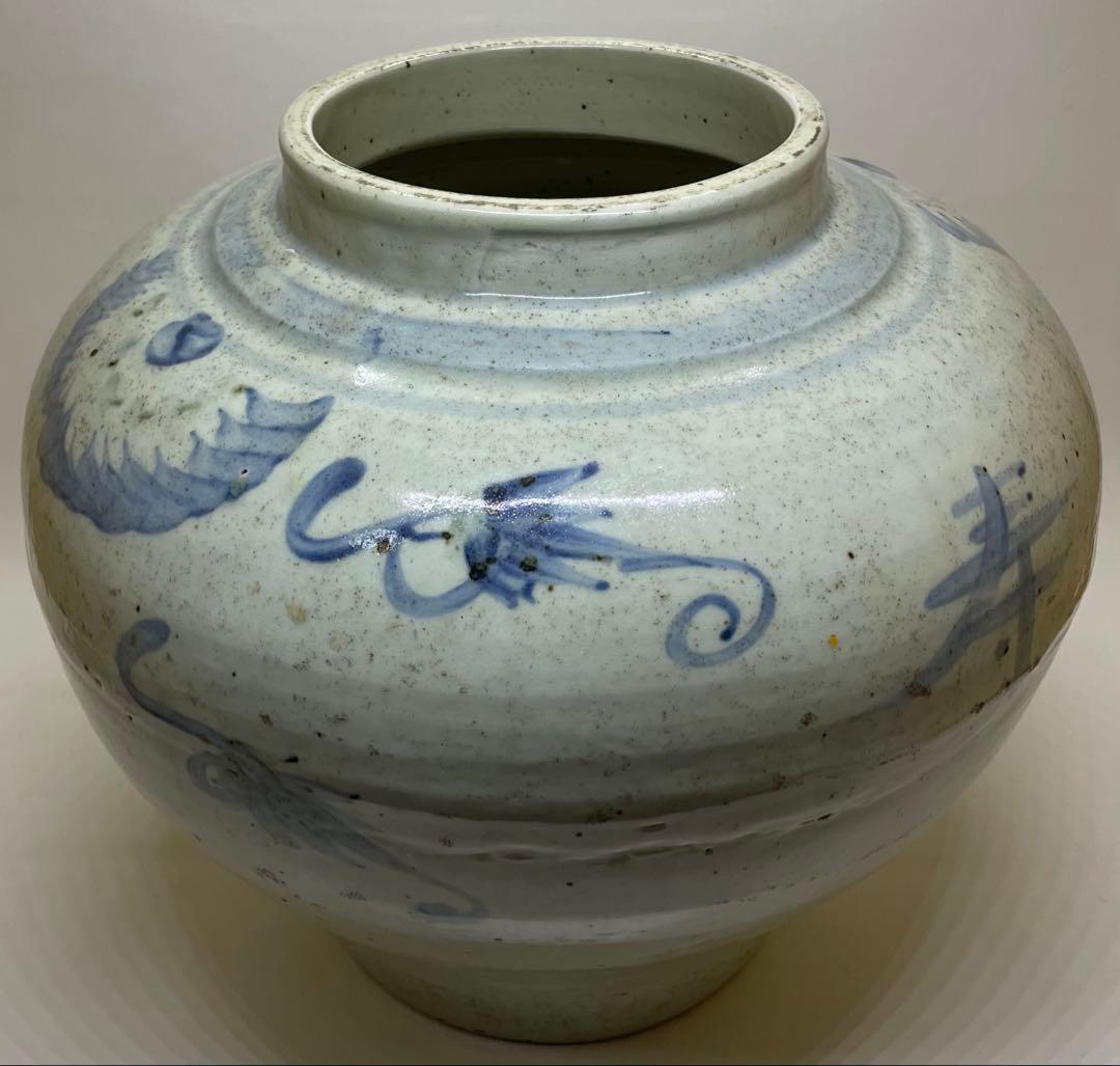 李朝　韓国美術　染付　壺　　　　　T.y312