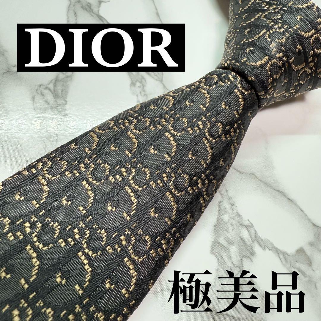 ✨極美品✨ 現行タグ DIOR ネクタイ シルク100 オブリーク ダークグレー