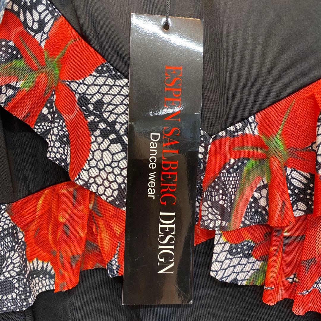 エスパン社交ダンススカート(黒花フリル)