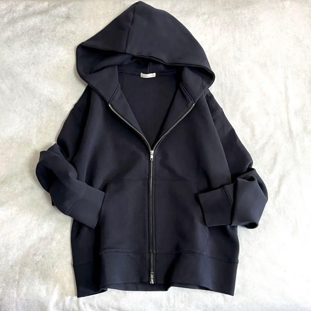 美品⭐️ラウンジドレス　ポンチパーカー ネイビー ダブルジップ