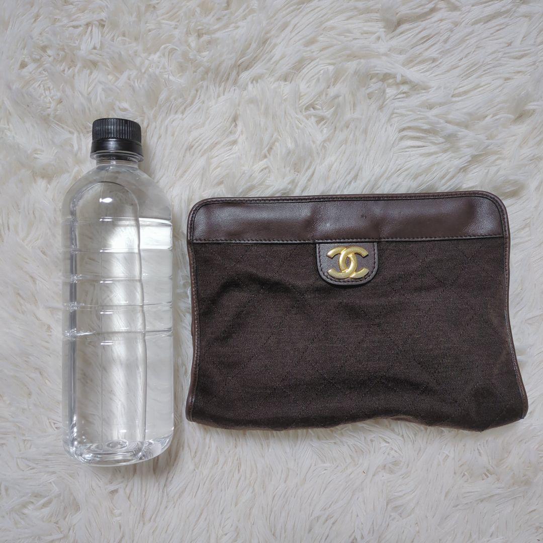 【美品】シャネル☆CHANEL クラッチバッグ ココマーク コットン ブラウン