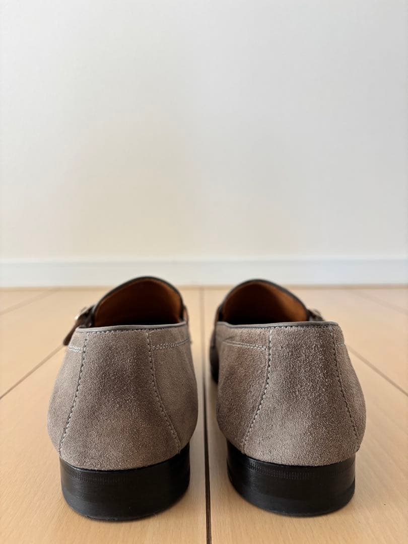 【未使用級】Berwick グレー スエード ダブルモンク ローファー 39