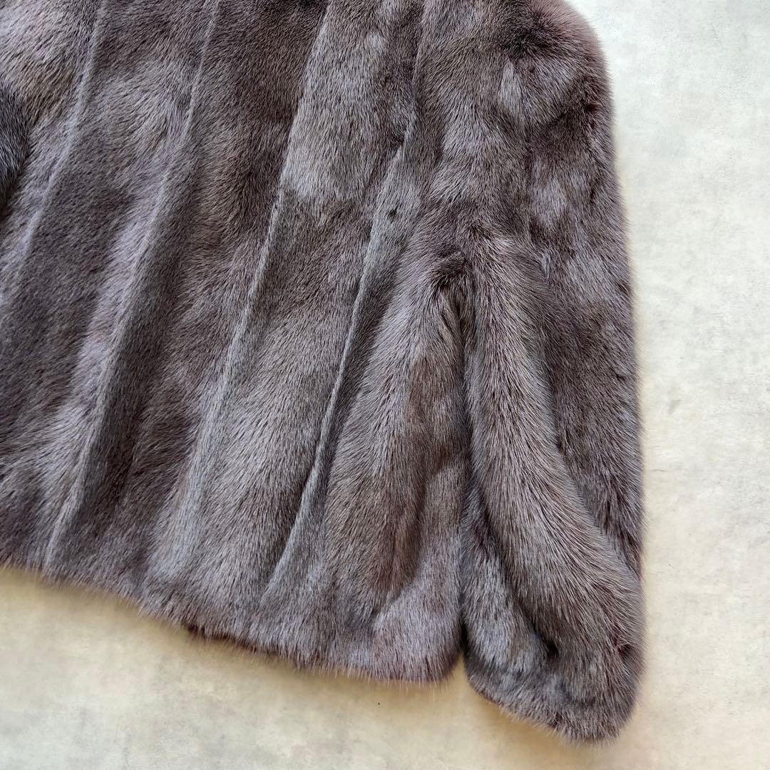ミンク ファーコート クロップド 毛皮 リアルファー 11号 L
