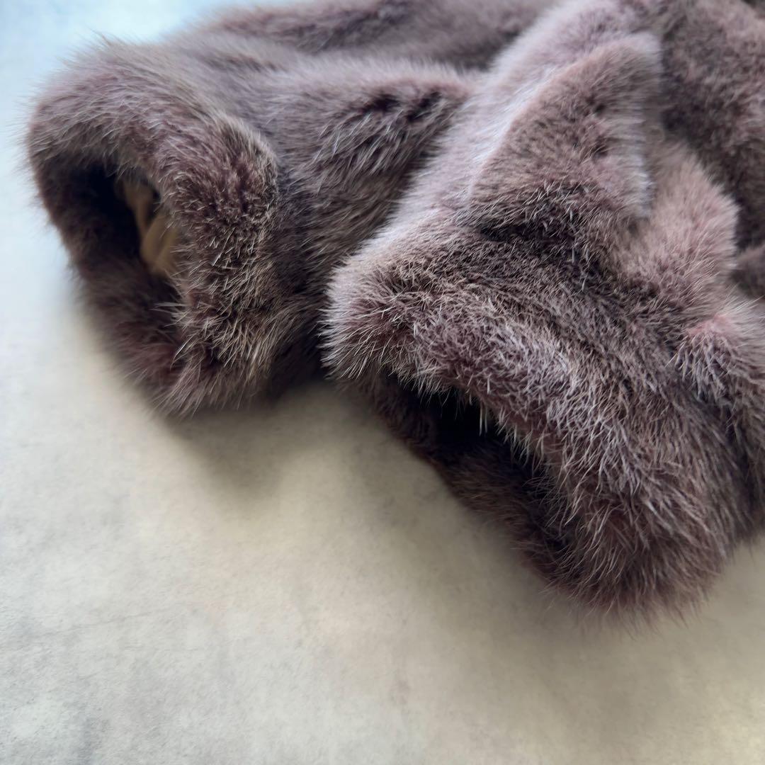 ミンク ファーコート クロップド 毛皮 リアルファー 11号 L