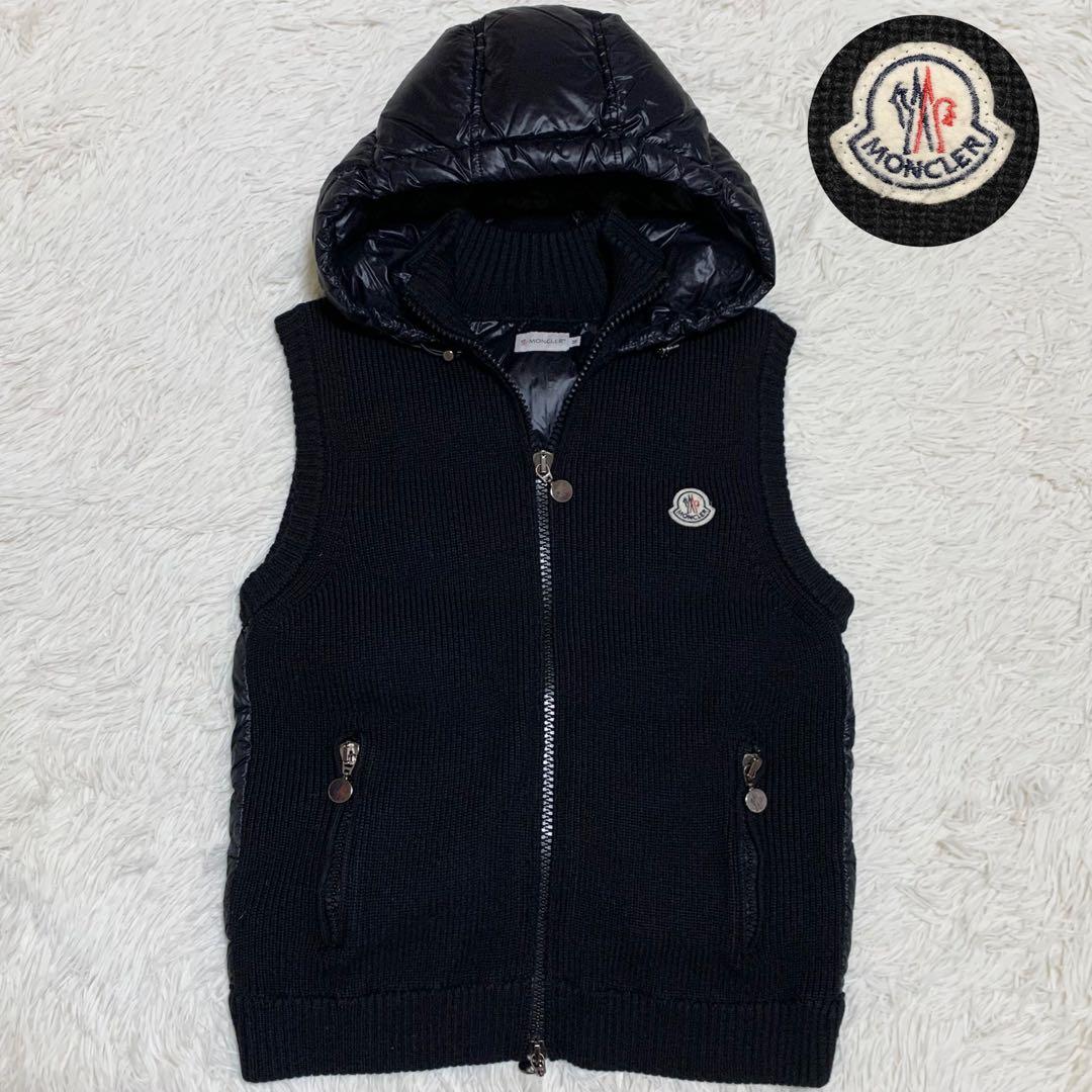 【美品】モンクレール ダウンベスト ハイブリッド フード付き ブラック M