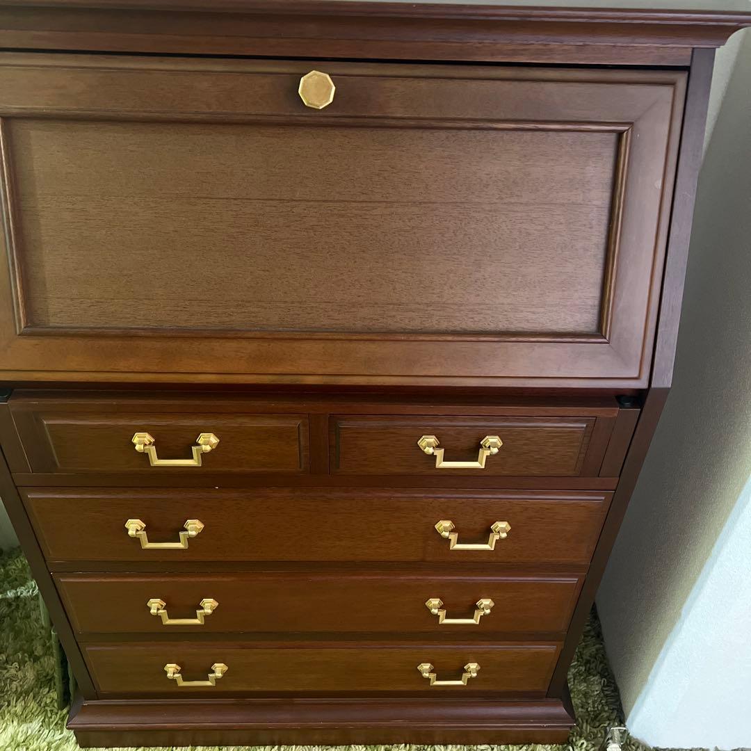 ダークブラウン木製5段チェスト