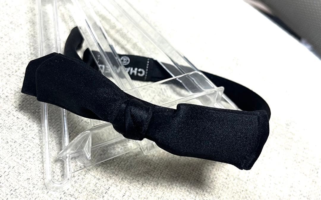 【正規品/美品】CHANELカチューシャ リボン ブラック シャネル