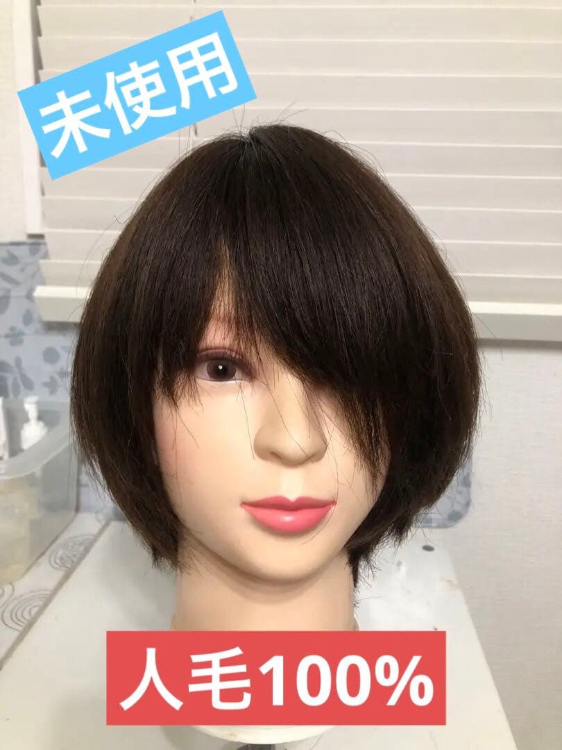人毛100% フルウィッグ　ショートボブ　ブラウン