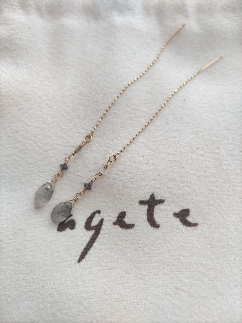 agete アガット ラブラドライト チェーンピアス アメリカンピアス