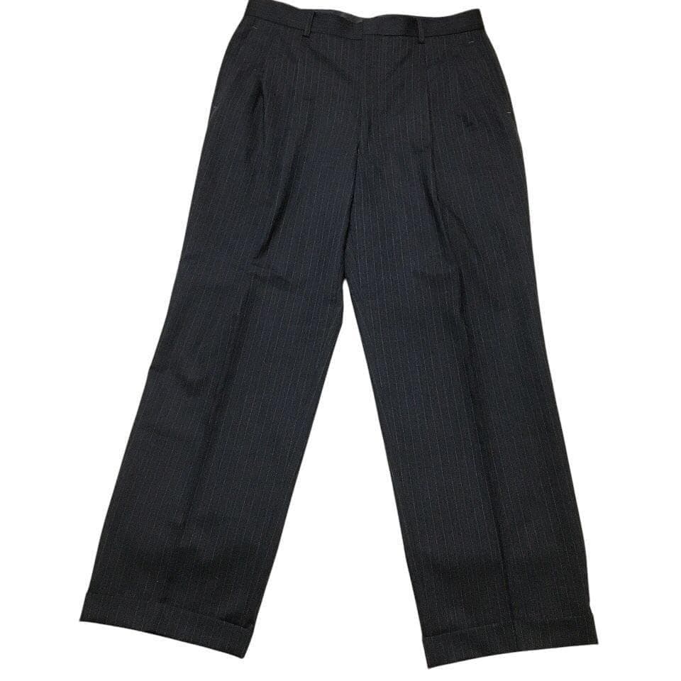 【美品】五大陸 高級ウール使用 メンズスーツ セットアップ ストライプ ビジネス