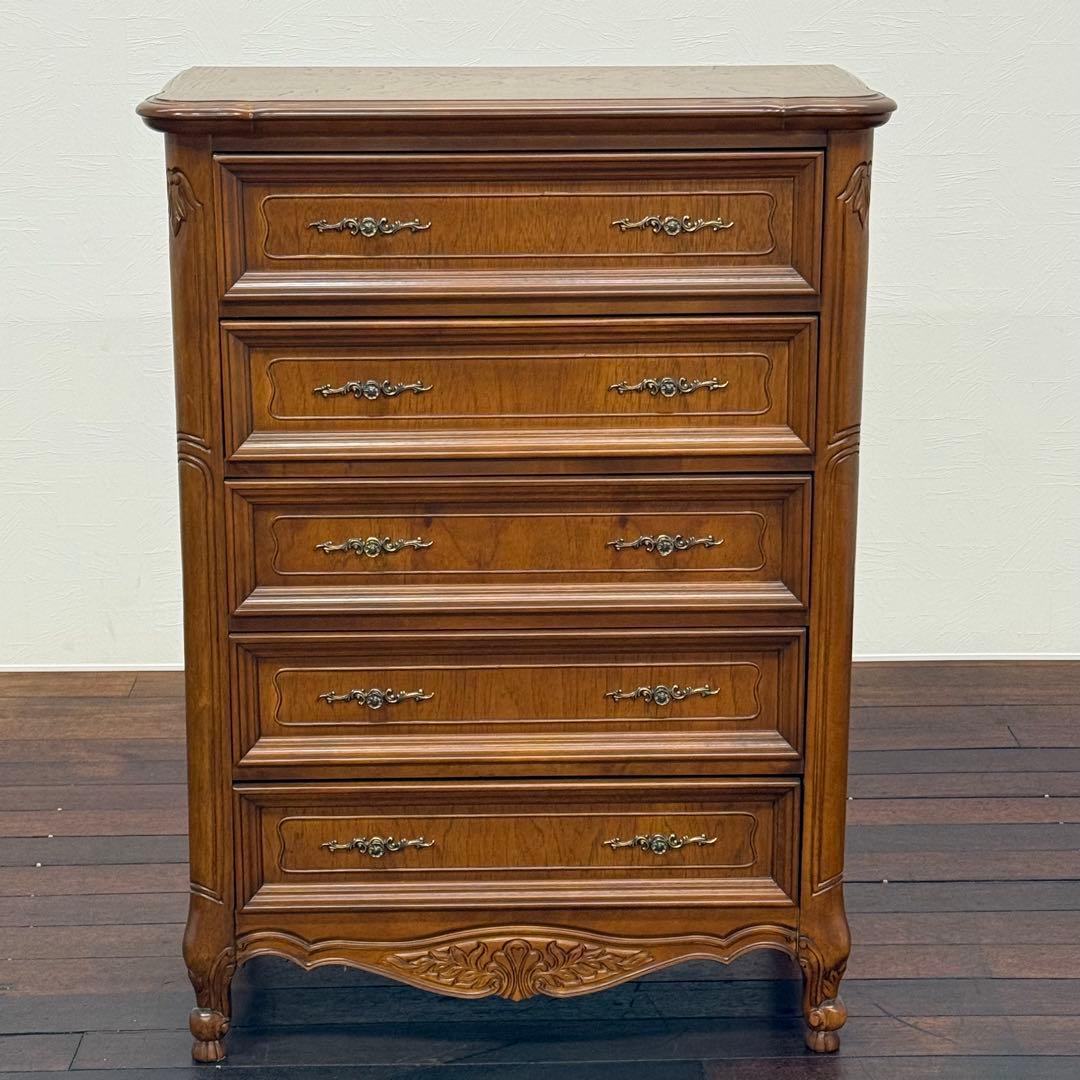 H15K29 猫脚 5段チェスト マカボニー材
