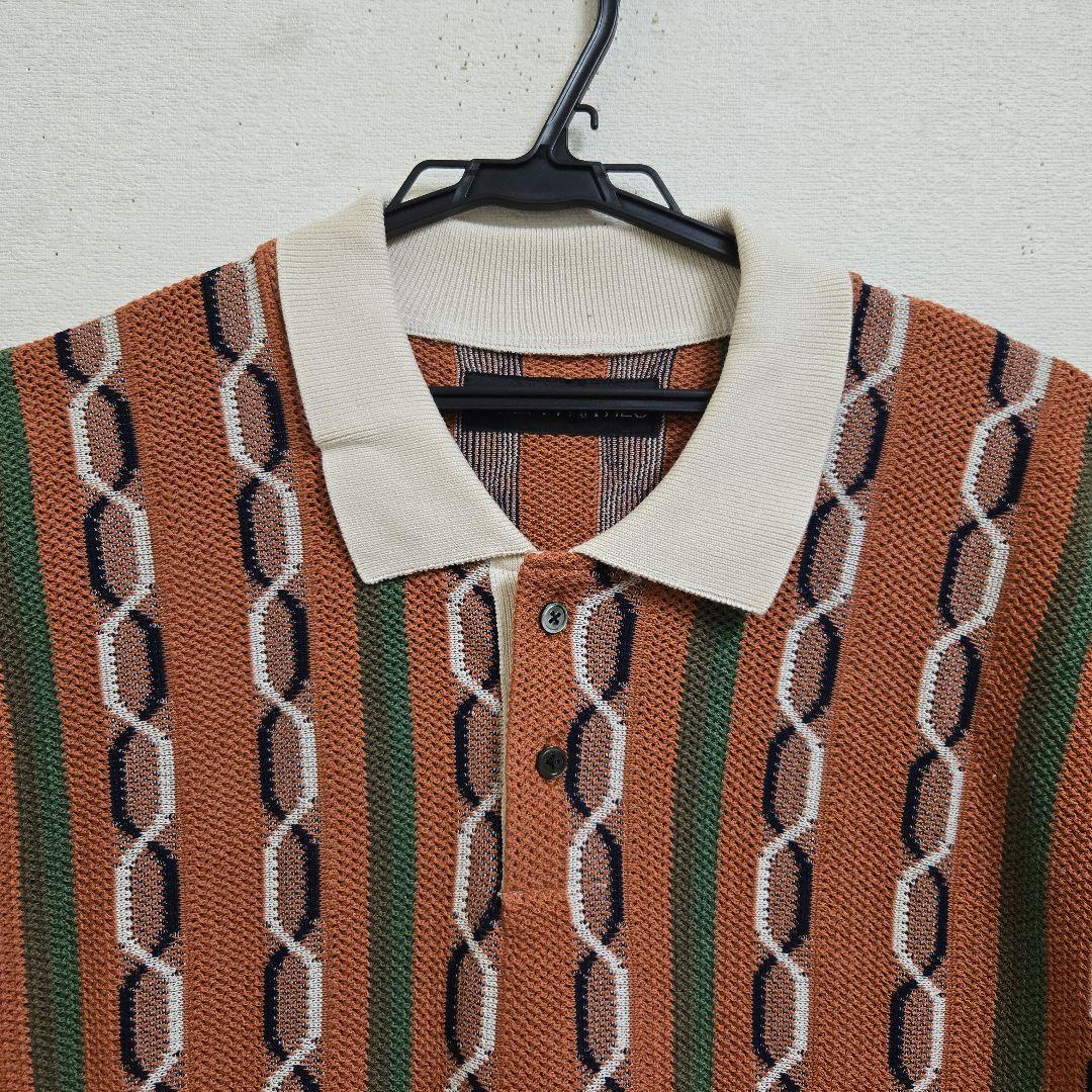 24SS新品WACKOMARIAストライプニットポロシャツORANGE/L