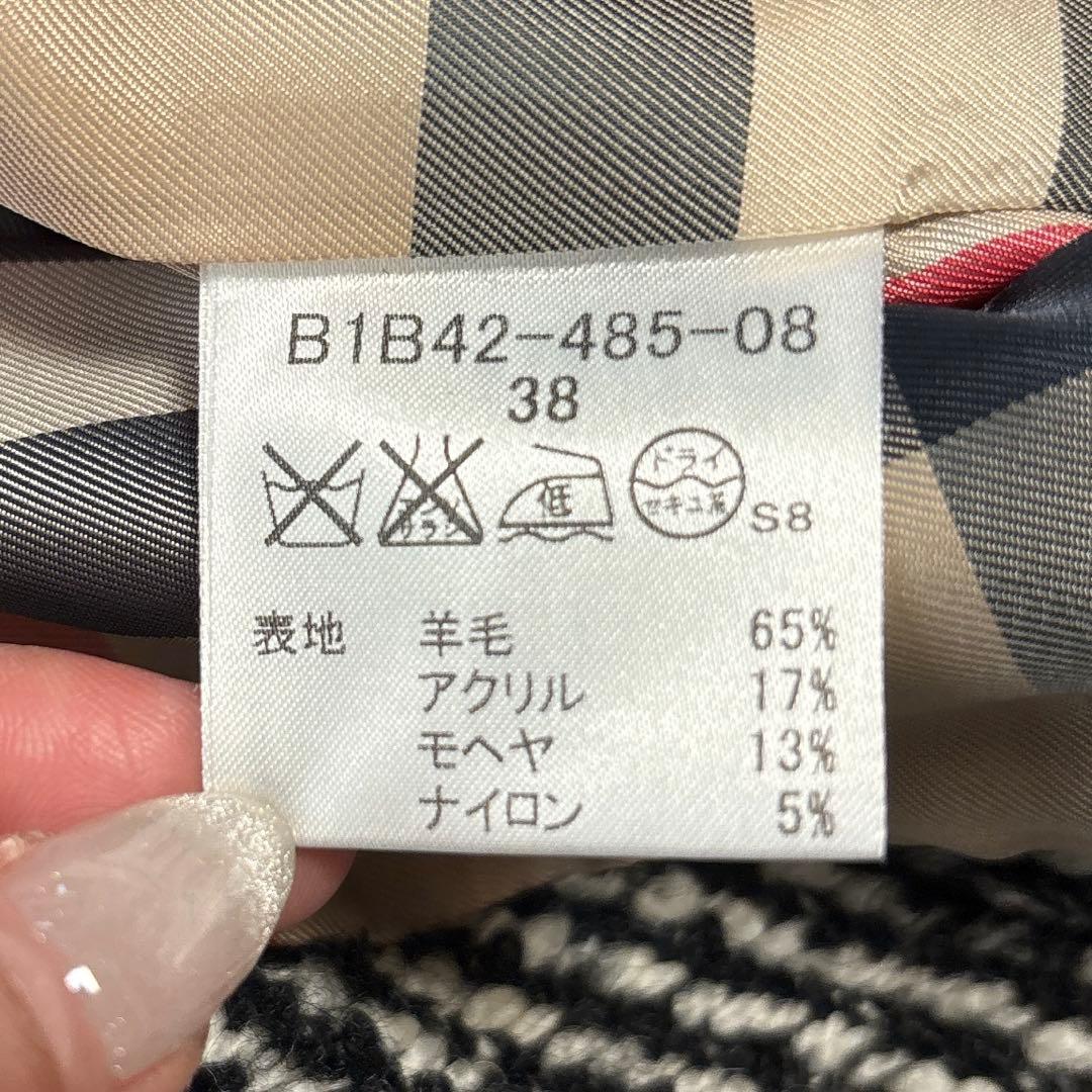 美品⭐︎バーバリーロンドン　ツイードコート　黒白　ロゴボタン38 Mサイズ