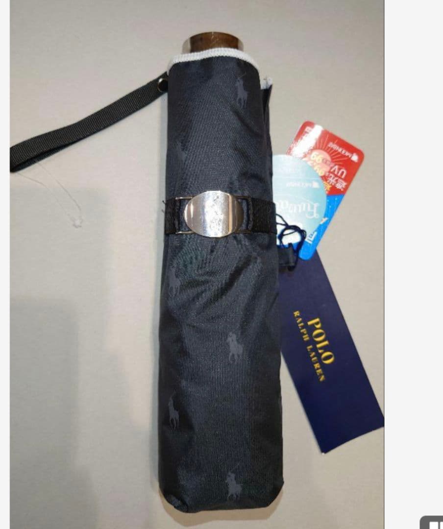 2、ラルフローレン　晴雨兼用　黒　地模様　折り畳み