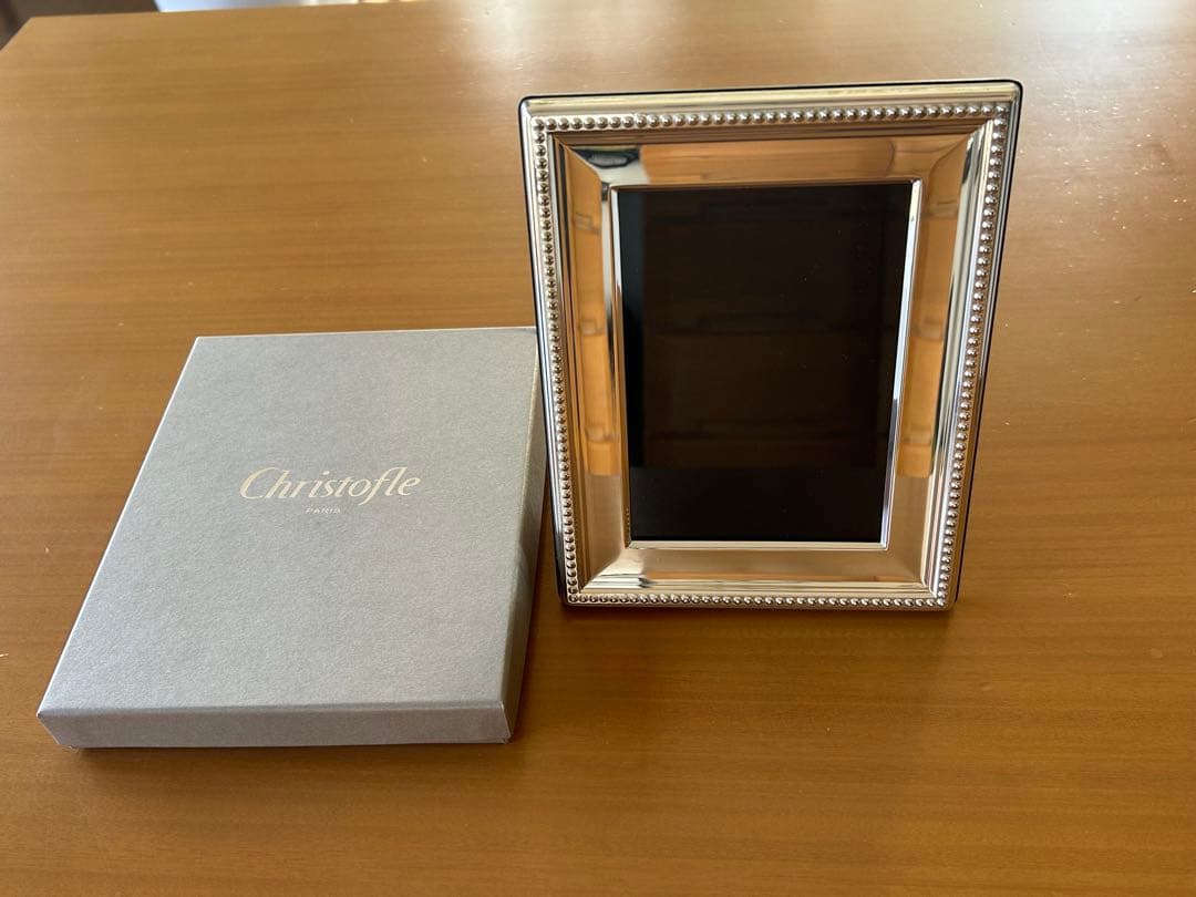 Christofle メタルフォトフレーム ビーズ装飾付き