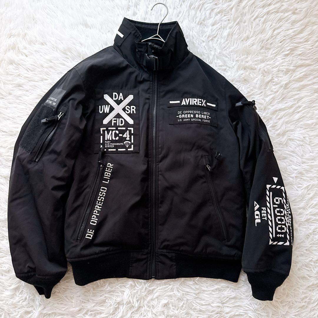 Lサイズ✨AVIREX MA-1 中綿ブルゾン スタンドカラー ジャケット 黒