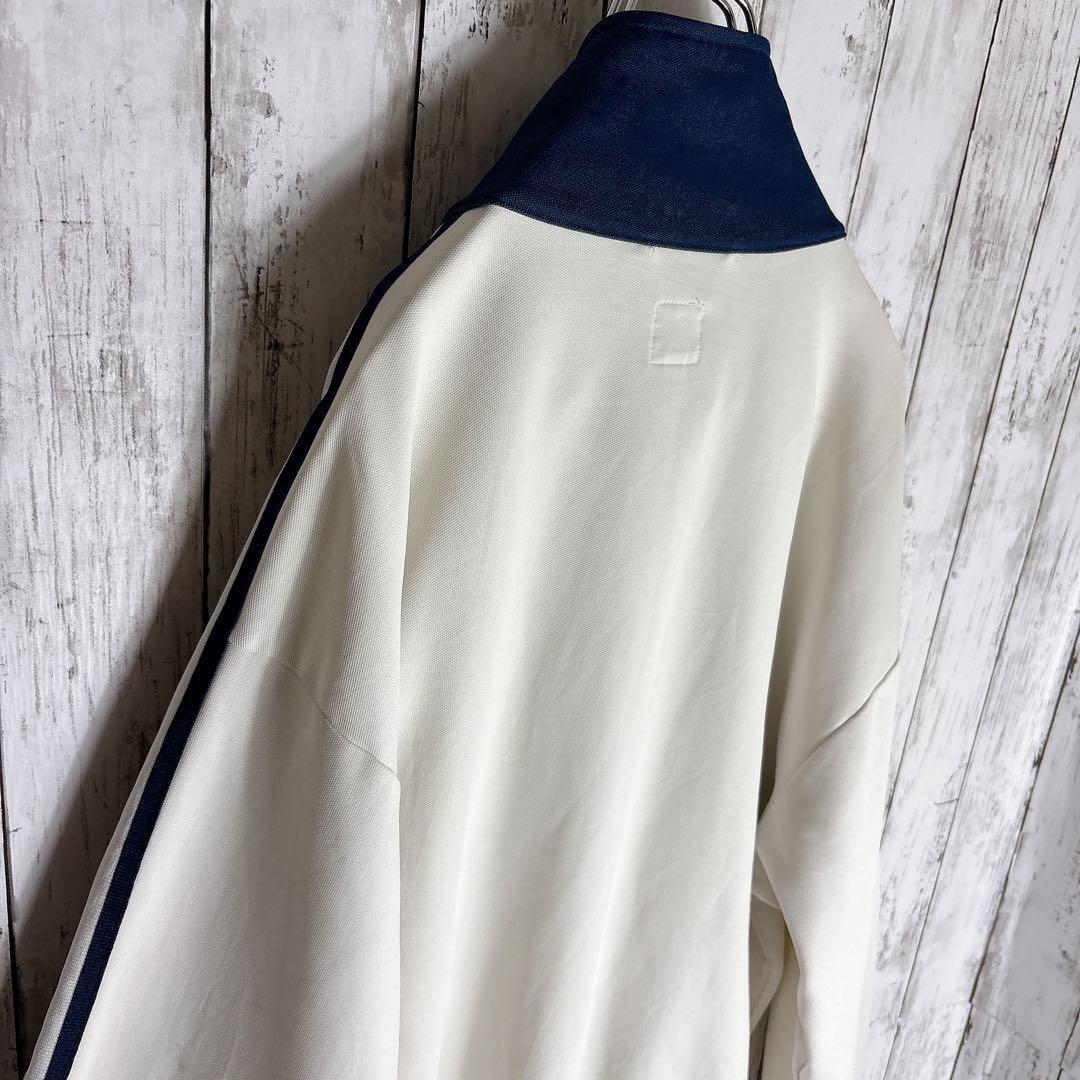 アディダス ジャージ トラックジャケット XXL ホワイト ネイビー 古着□