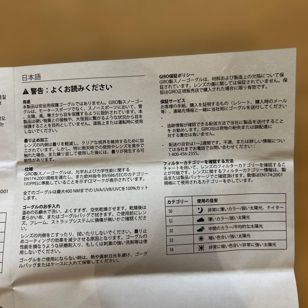 【値下げ】GIRO ARTICLE II AF ゴーグル スペアレンズ付き