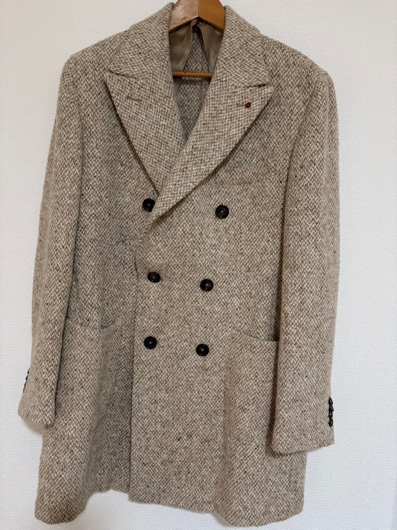 未使用に近いFUGATO ウールツイード　ダブルブレスト　チェスターコート　54