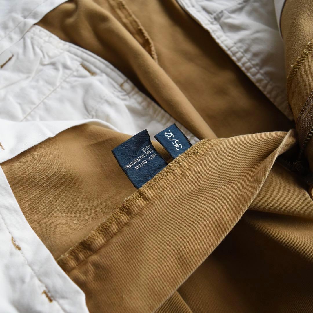 90s ラルフローレン ポロチノ ツータックチノ レア キャメル W35L31